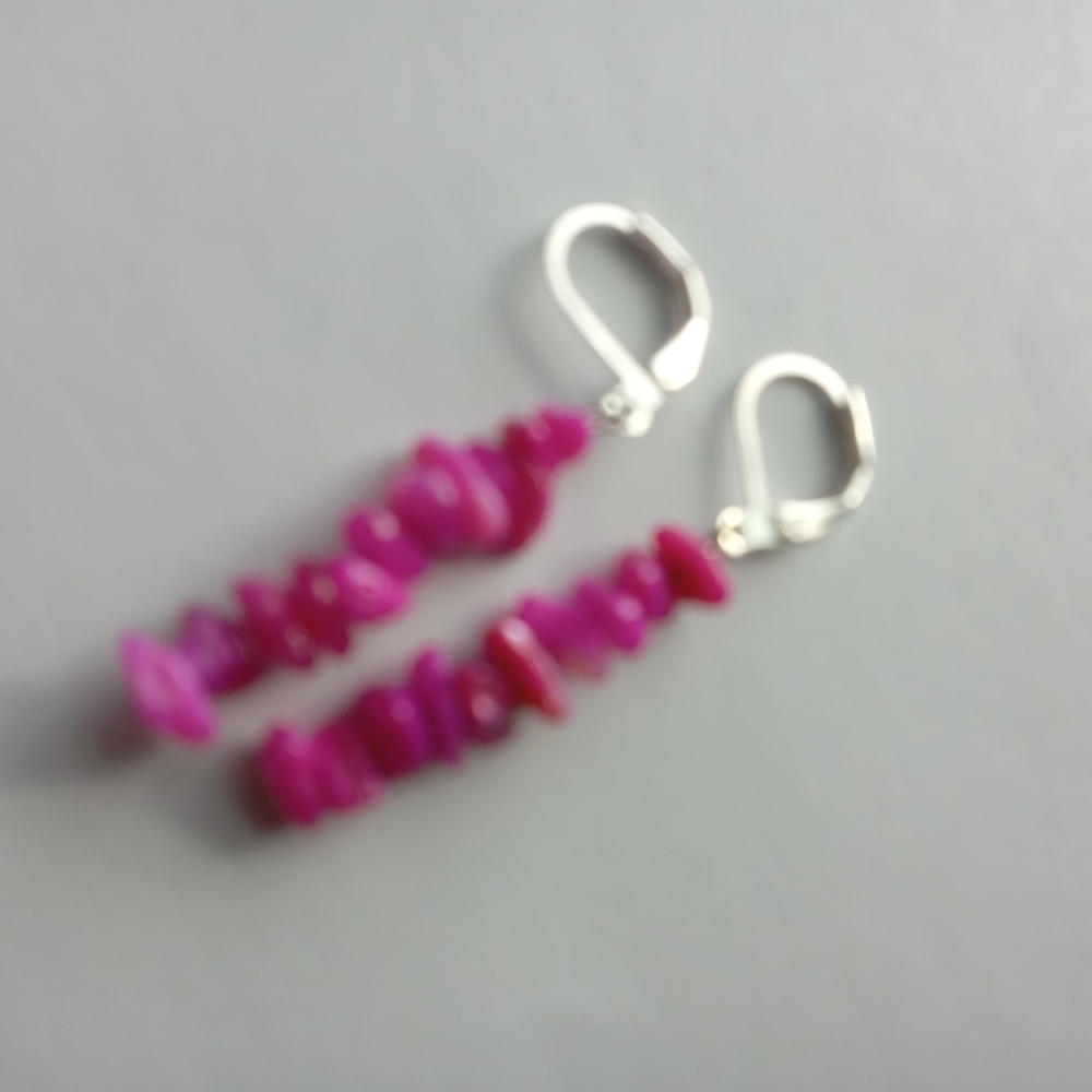 Pink shell dyed earrings boho bohemian western hippie bohochic bohowestern - Picture 3 of 4